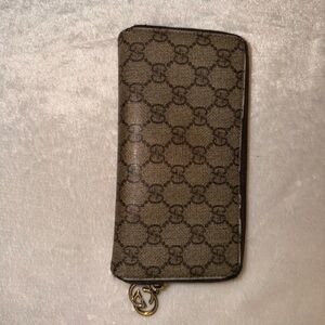 Gucci Brown Monogram Zipper Wallet